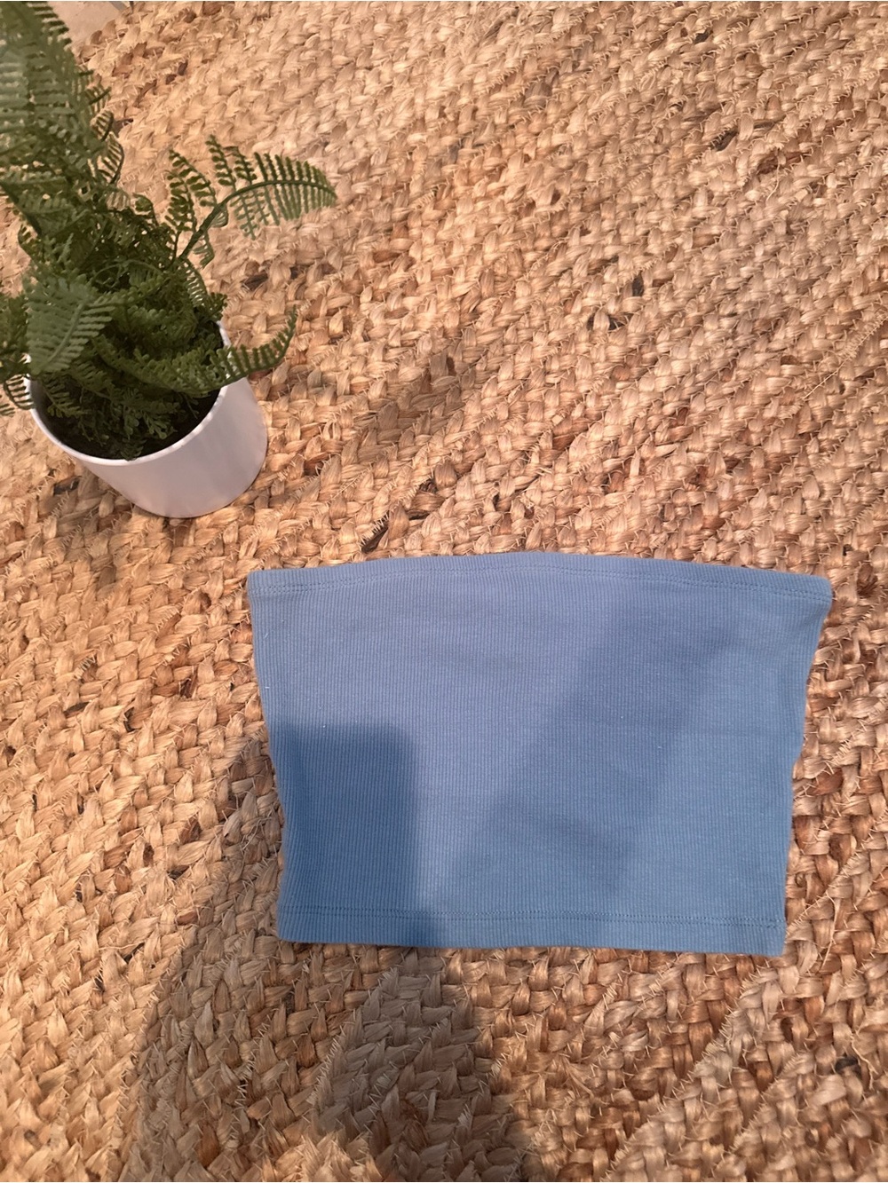 BLUE RIBBED TUBE TOP